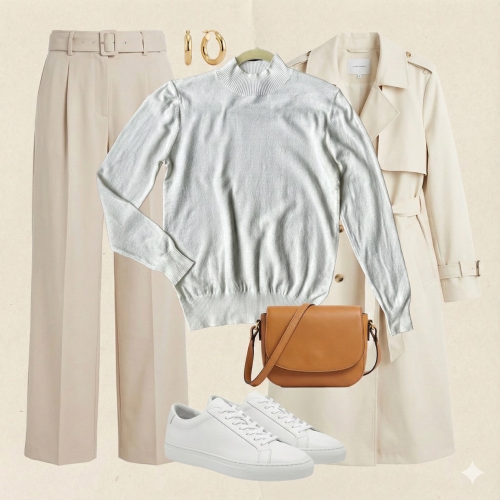 Love Tree White Mock Neck Sweater Ribbed Knit Long Sleeve Top - Picture 2 of 10